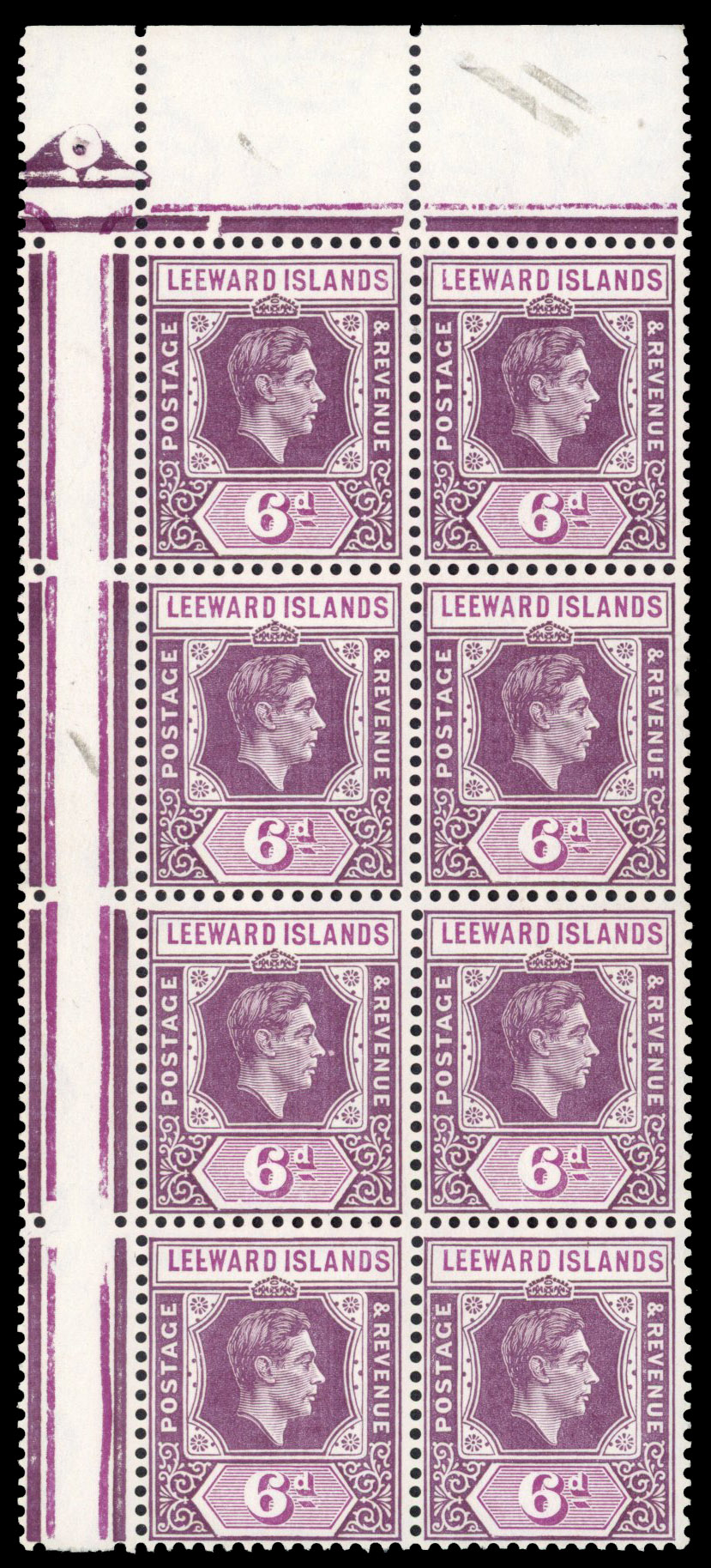 Leeward Islands SG 109ba block mint