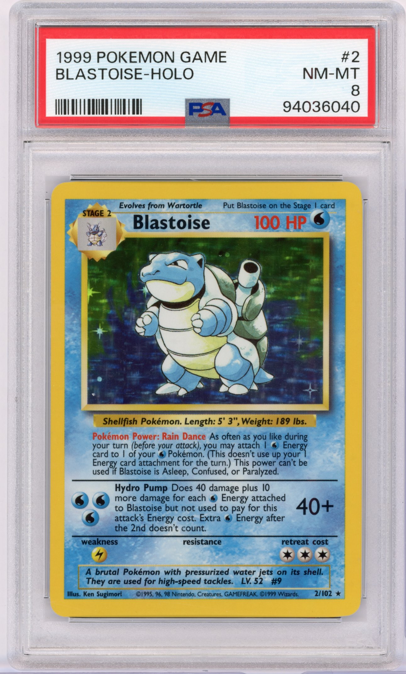 PSA 8 Blastoise #2 Holo (1999) Base Set