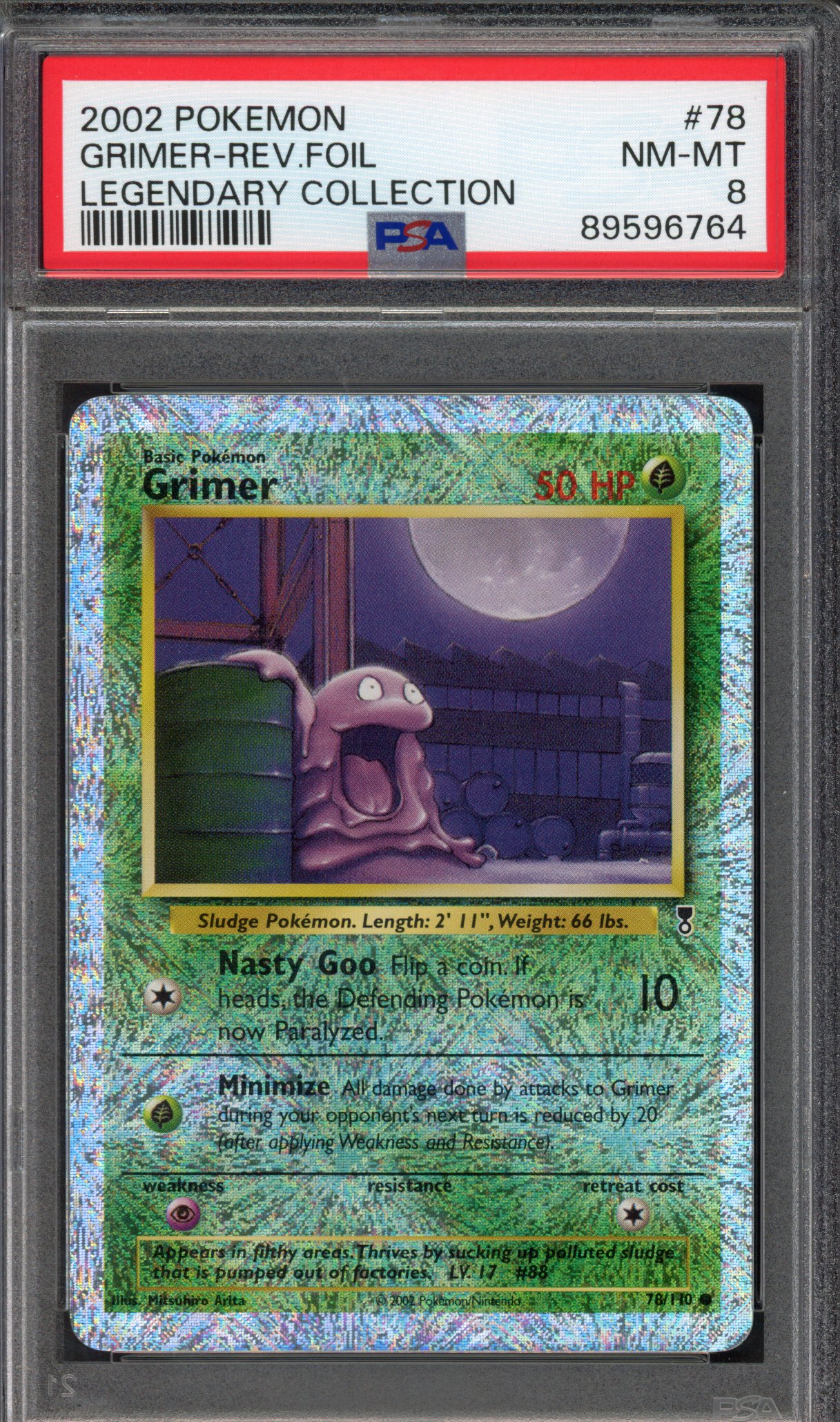 Pokémon TCG PSA 8 Grimer 78 Reverse Foil, Legendary Collection