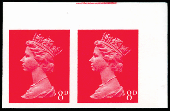 GB 1968 8d Bright vermilion (2 bands). Superb unmounted o.g top right hand corner marginal horizontal p… SG738var