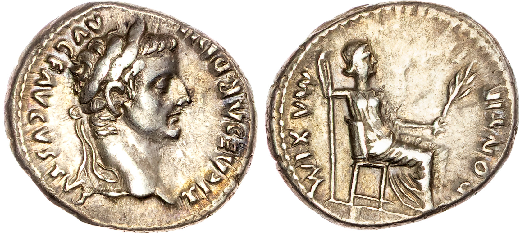 Tiberius (AD 14-37) AR Denarius, Lugdunum, c. AD 18-34, 3.81g.