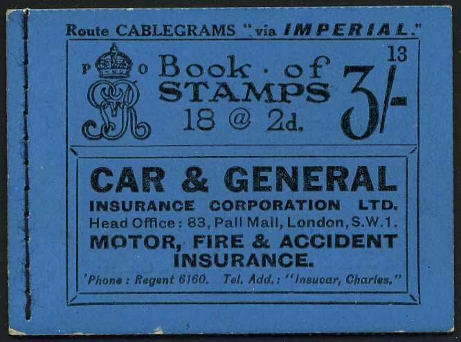 1921 (December) 3/- booklet (#13), perfs...