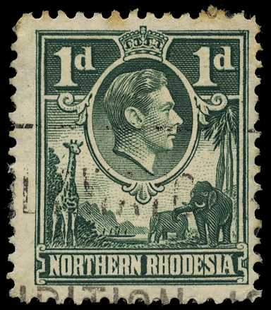 1951 1d green, showing variety 'EXTRA...