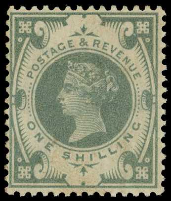 1887 1/- dull green with watermark...