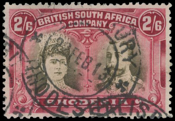 2s6d bistre-brown and carmine-lake SG 156a, Salisbury DCs