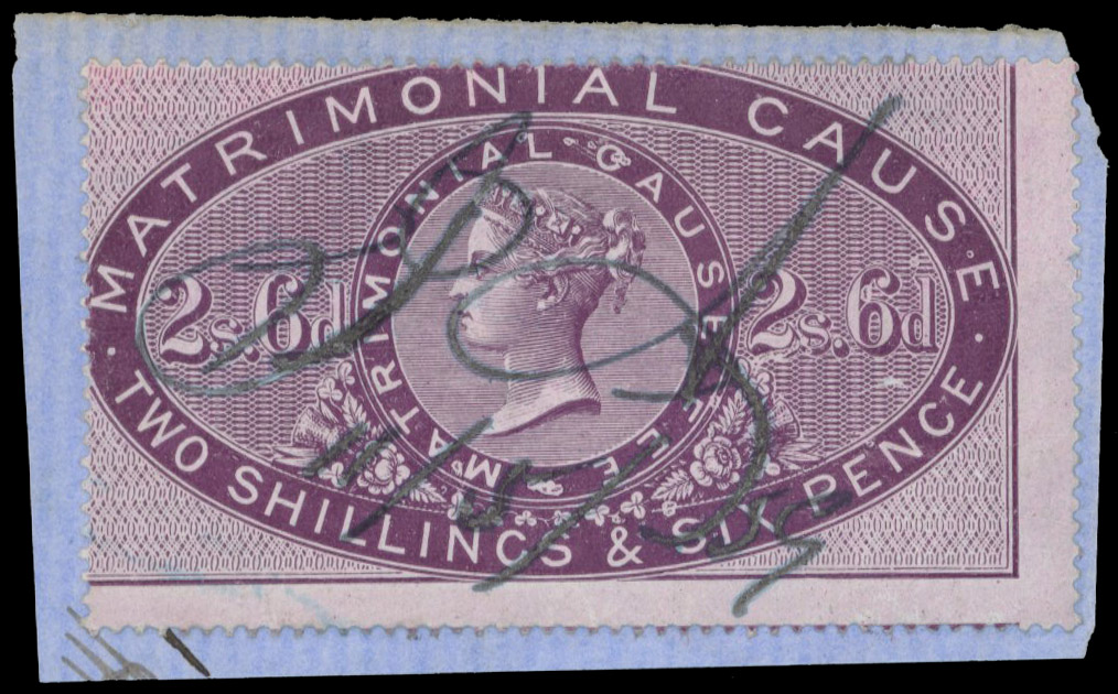 GB. Matrimonial Cause. 1858 2s6d lilac, Booth 9 used