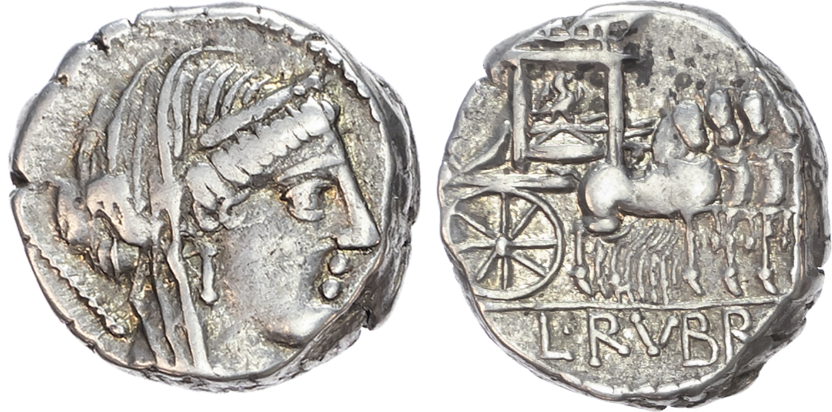 L. Rubrius Dossenus (87 BC) AR Denarius, Rome, 3.77g. 
