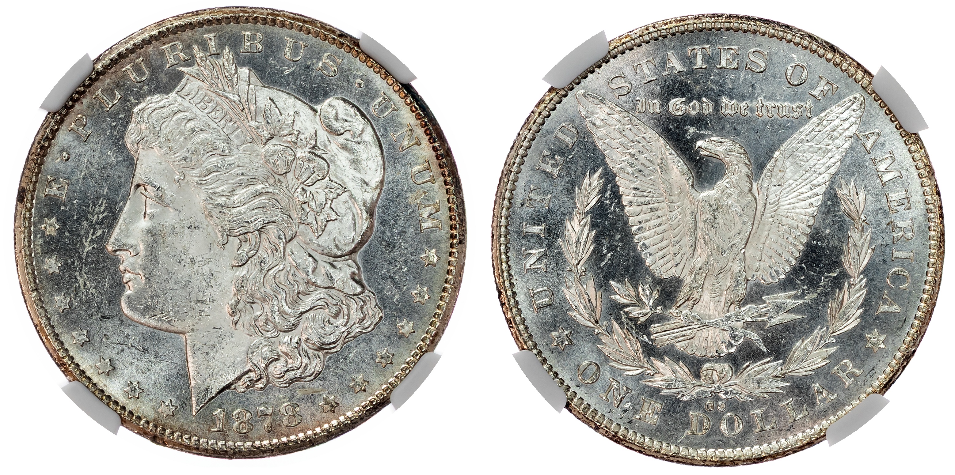 USA , silver Morgan Dollar, 1878, Carson City (KM 110). In NGC holder graded MS 61 (8222221-002).…