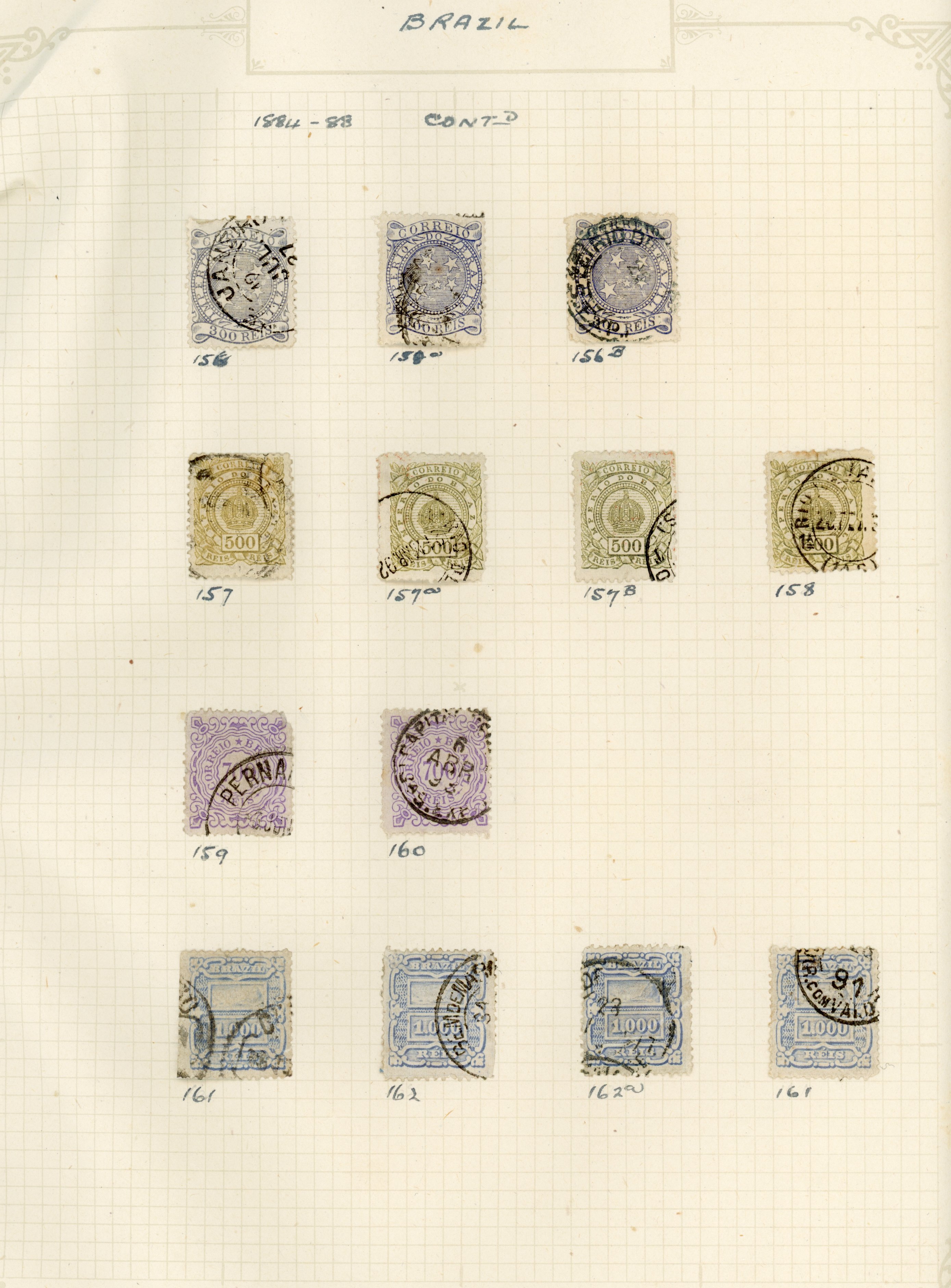Brazil 1884-88 Numerals duplicated used accumulation