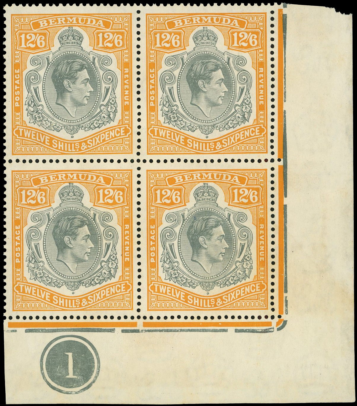 Bermuda SG 120b Plate block mint