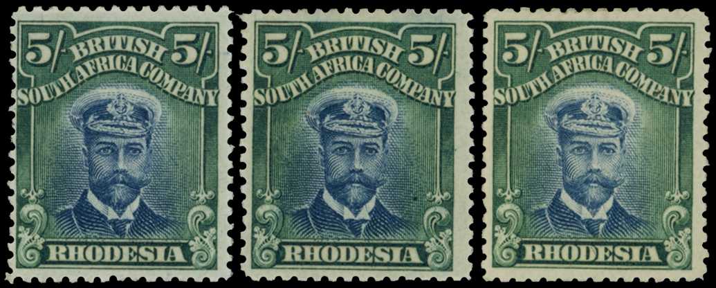 1913-7 5/- Head Die II, perf 14. Three...