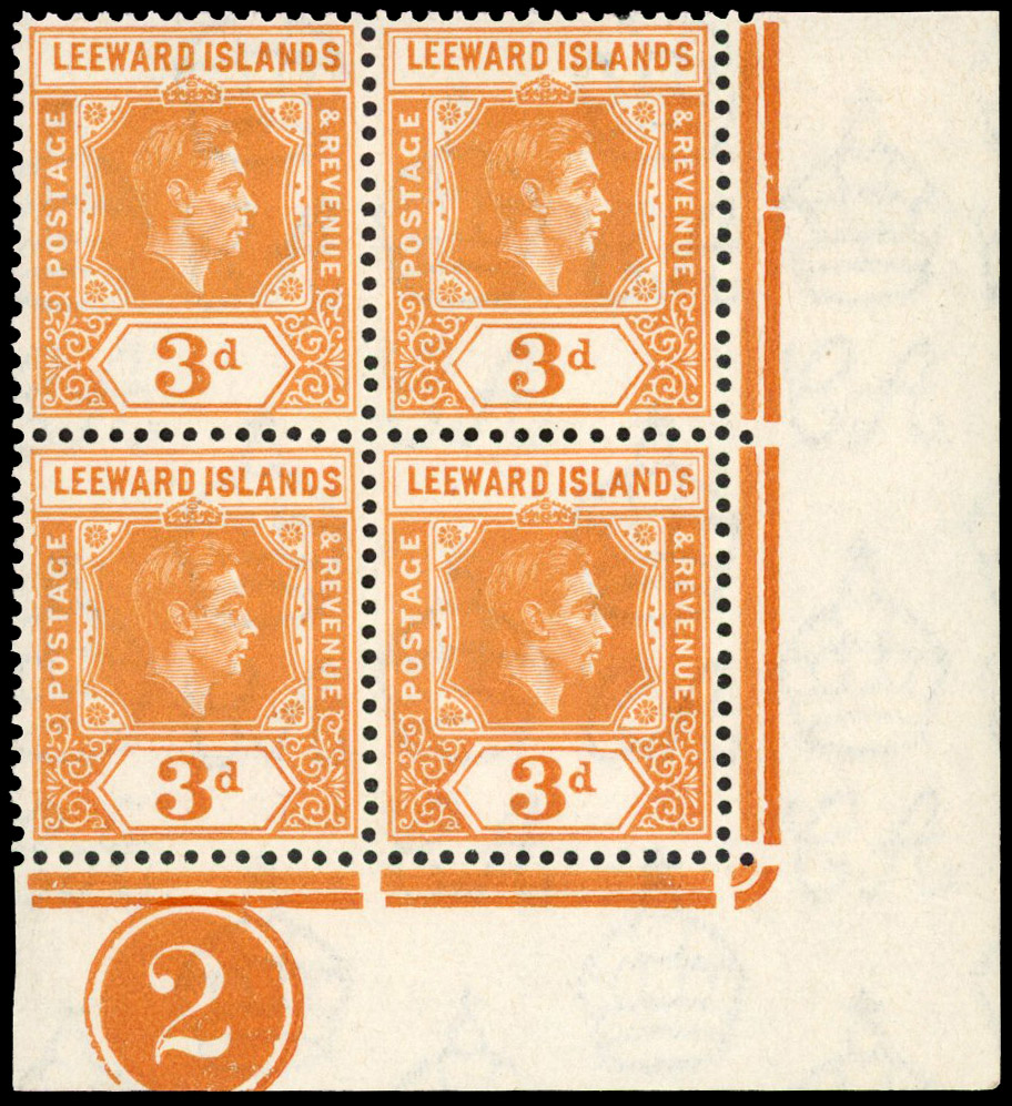 Leeward Islands SG 107ab Plate block mint