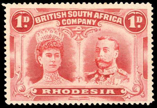 Rhodesia 1910-13 1d carmine-lake perf 15