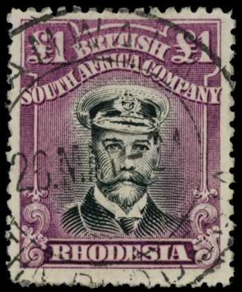 1922-4 £1 Head Die IIIB, perf 14, white...