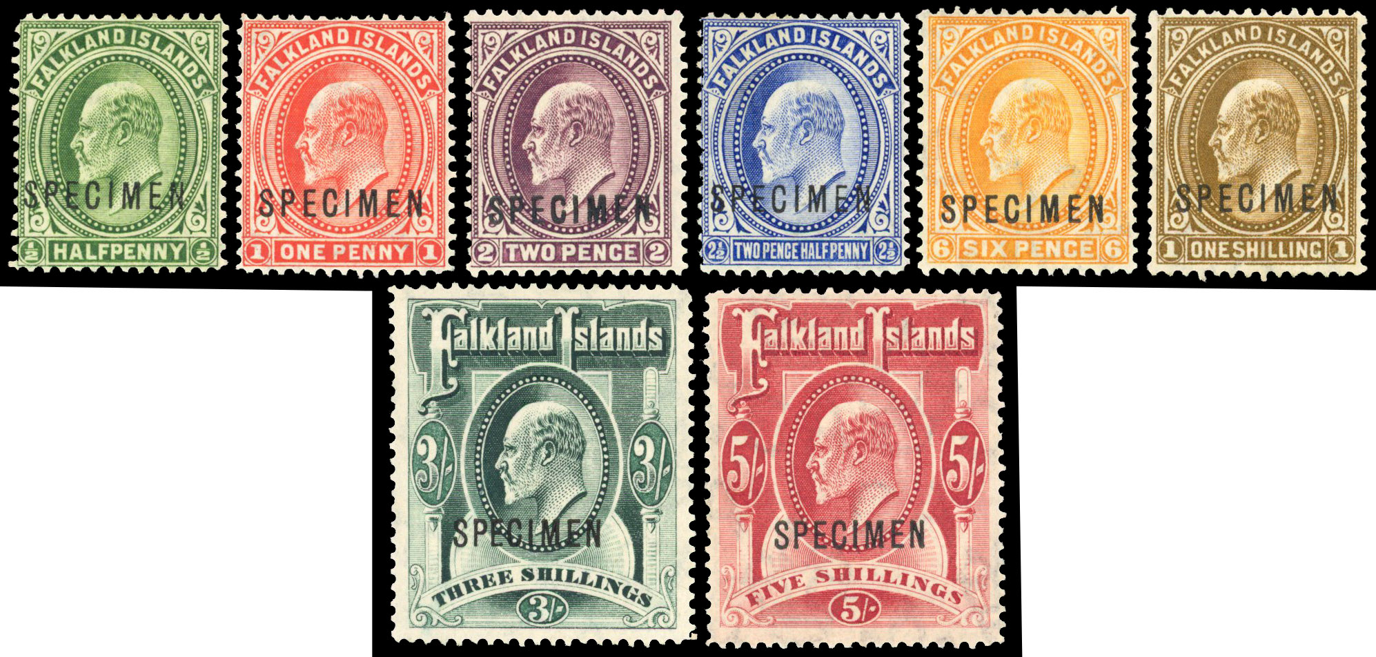 Falkland Islands SG 43s-50s Specimens