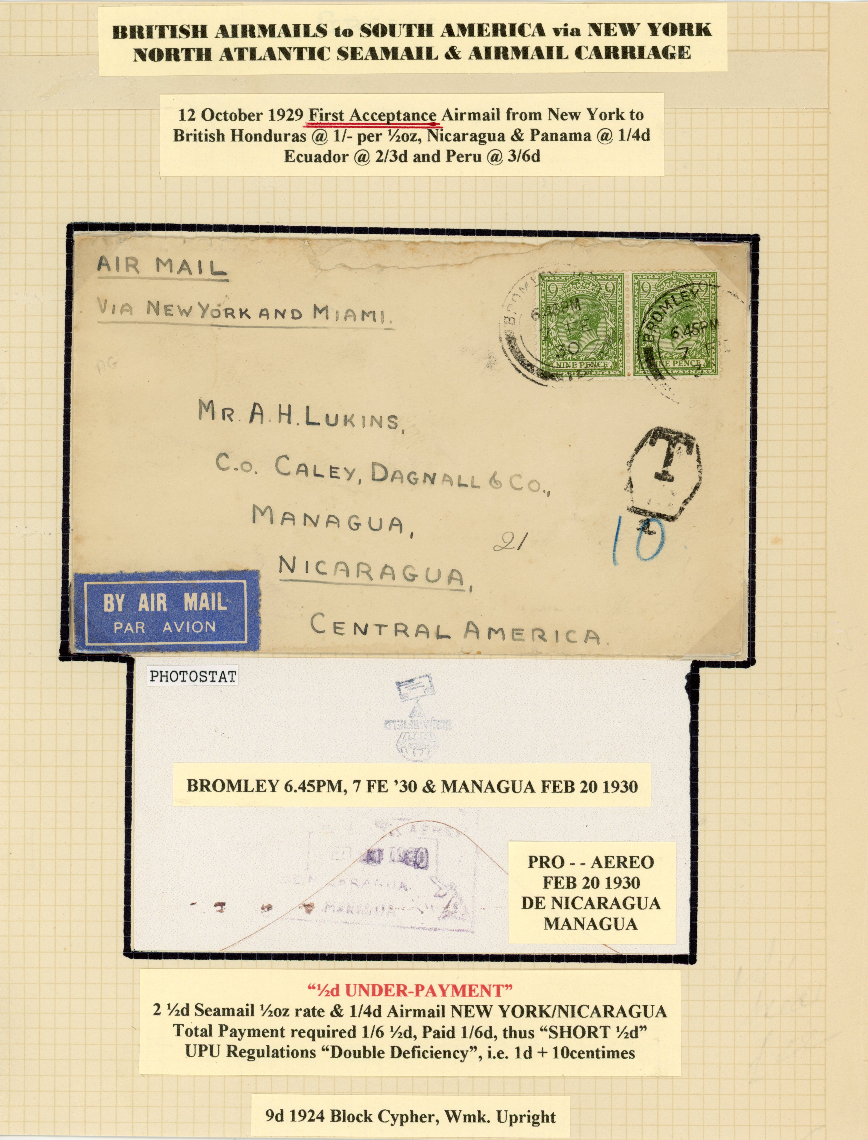 GB KGV airmails on album leaves