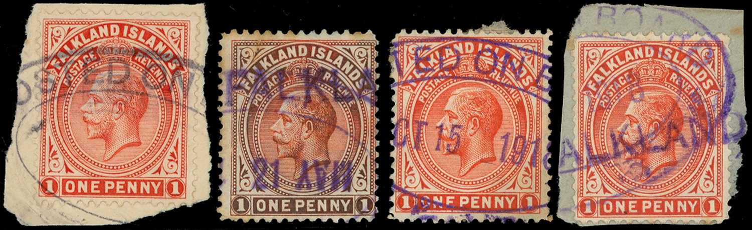 1914-20 1d vermilion with part strike of...