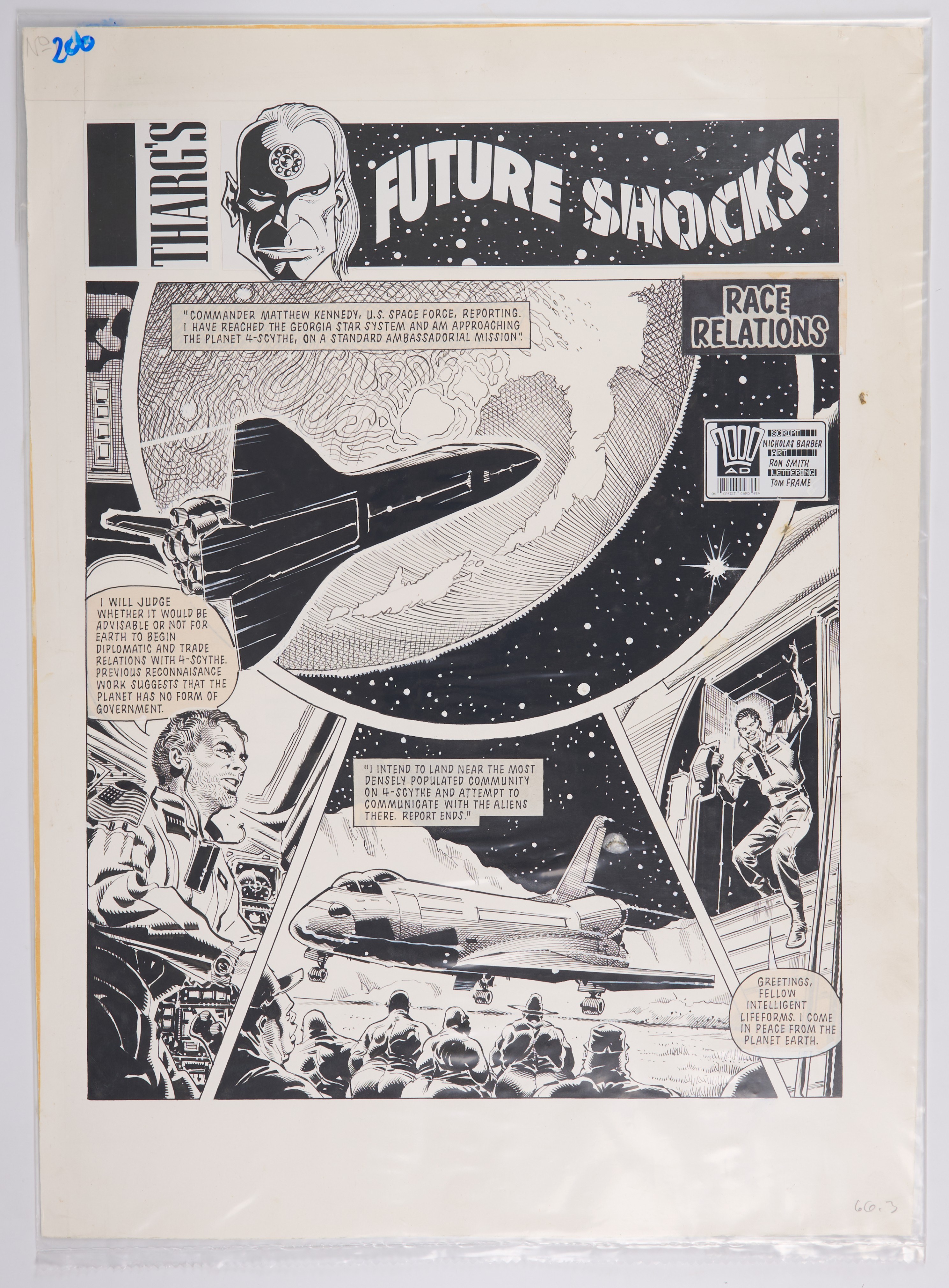 Ron Smith 2000 AD Tharg's Future Shock Race Relations & Reunion Title Story Pages (Fleetway, 1989) Total 2