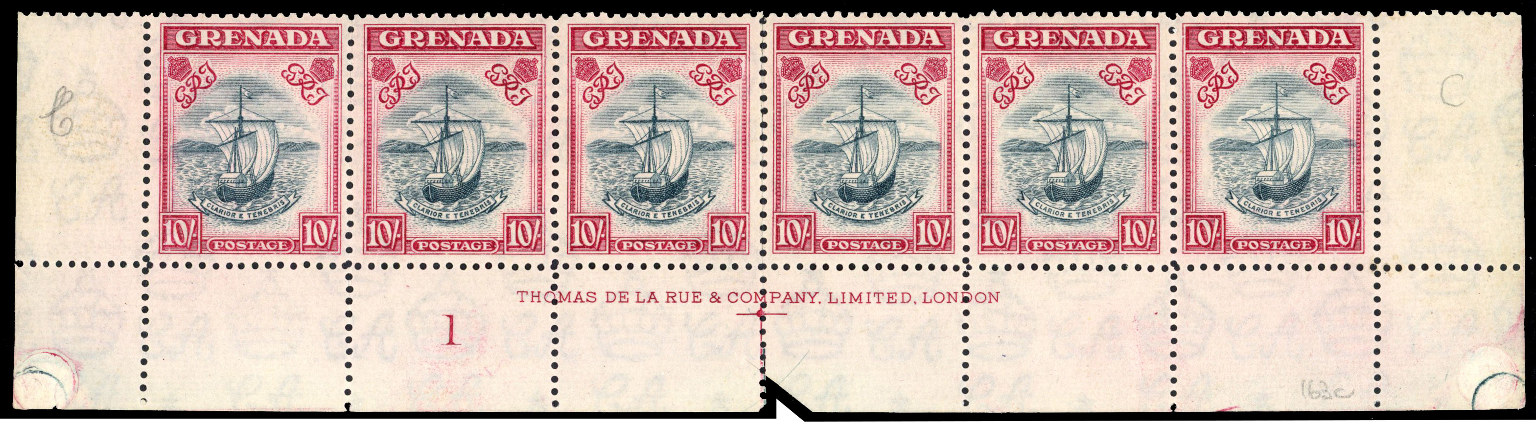 Grenada SG 163c Plate/imprint strip mint