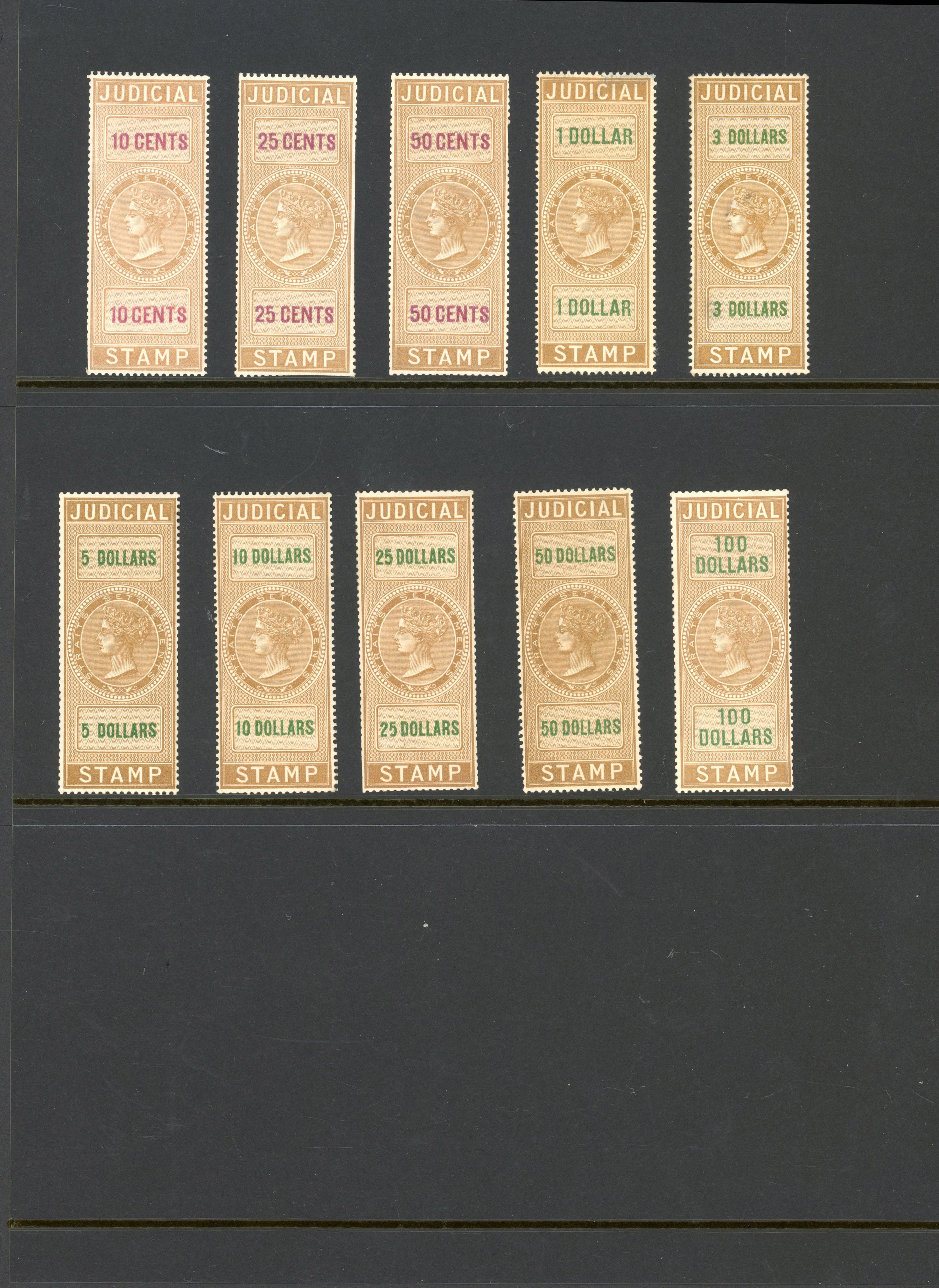 Straits Judicial 1873-90 Third Issue values mint or unused