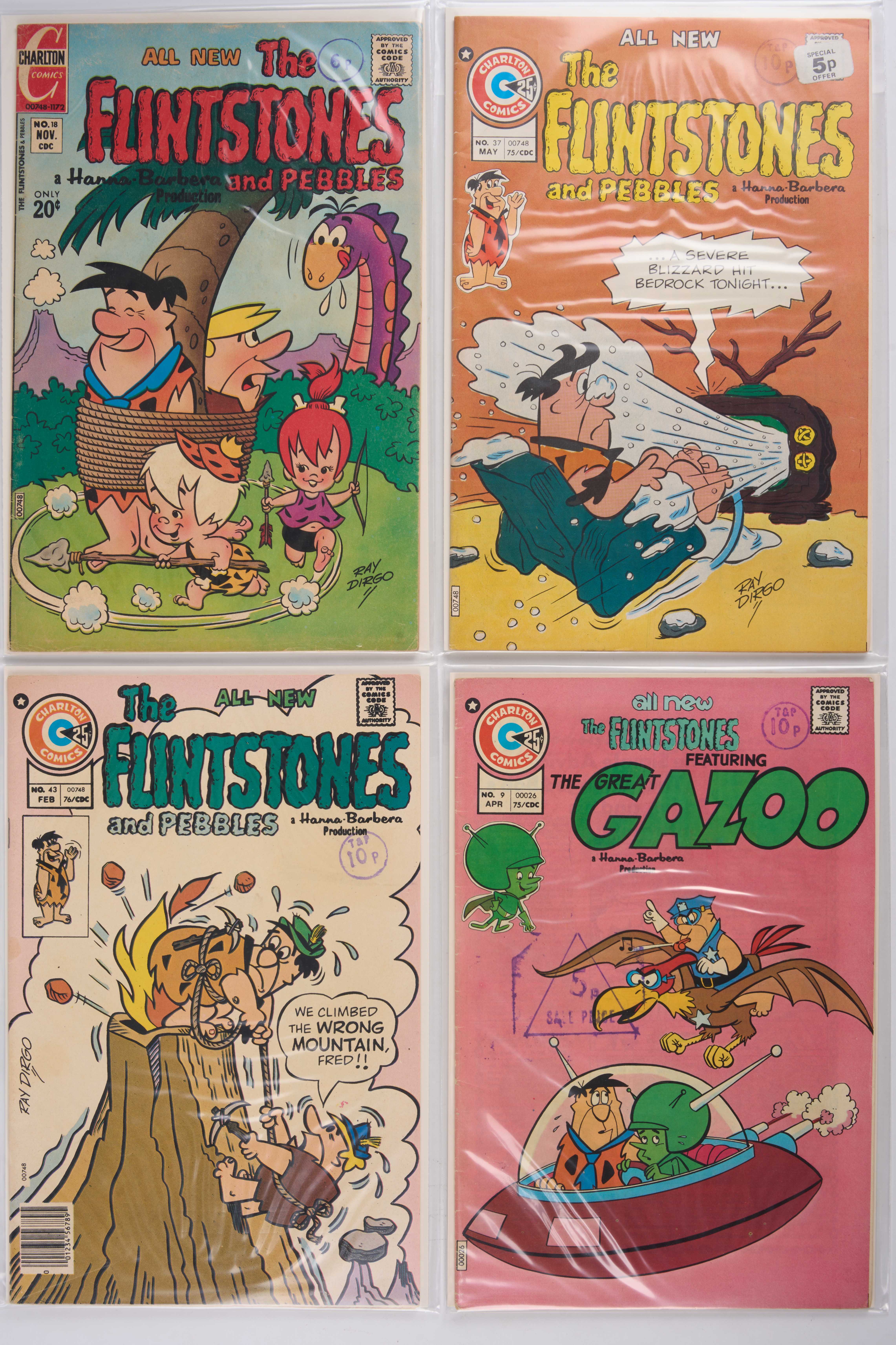 Flintstones Comics Flintstones And Pebbles, The Great Gazoo, Dino (Charlton Comics, 1972-1975) Bundle of 9