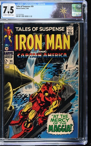 Tales of Suspense #99 CGC 7.5 Last issue. Story and numbering continued in Captain America #100 (Marvel Comics 1968,)