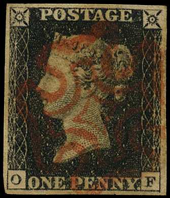 1840 1d black Plate 4 (OF), four close to...