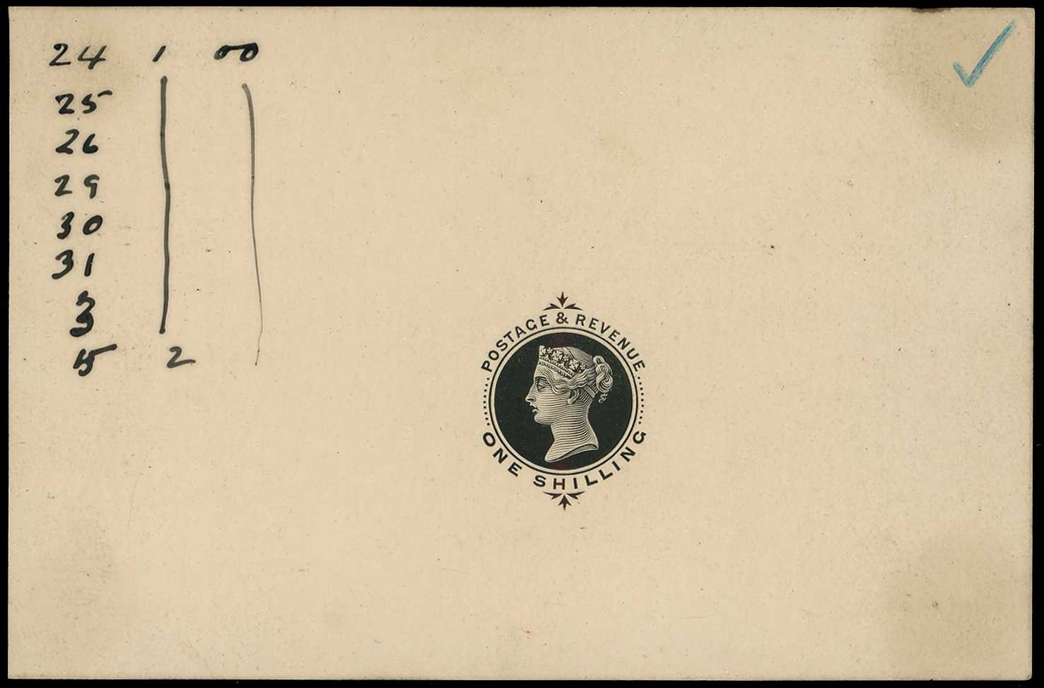 1900 1/- Die Proof of the Head Plate in black...