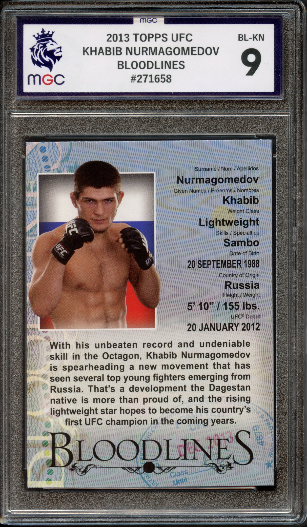 MGC 9 2013 Khabib Nurmagomedov Rookie Topps UFC Bloodlines