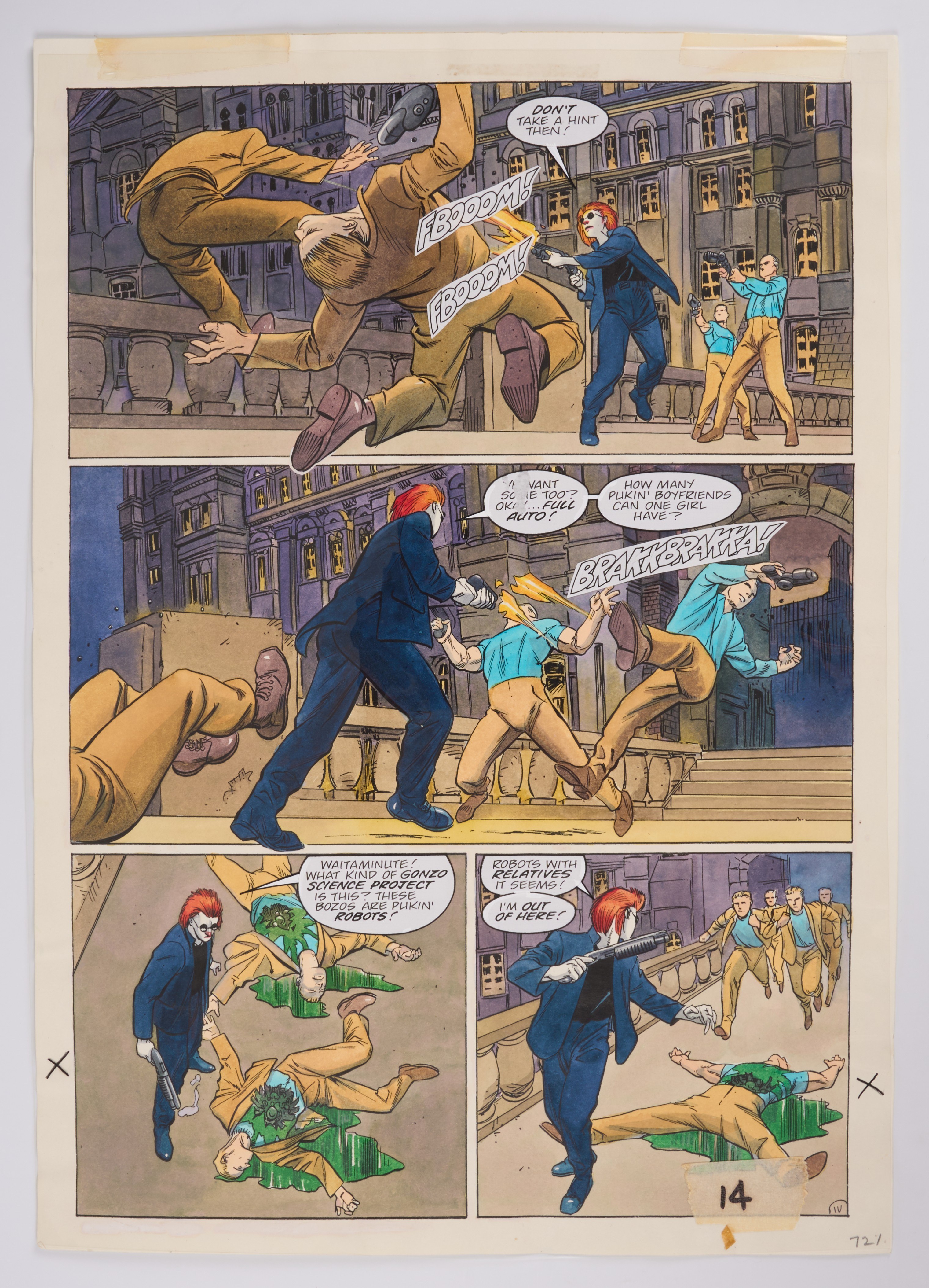 Andrew Currie 2000 AD Prog #1087 Hand Maid in Download Colour Story Pages (Fleetway, 1998) Total 4