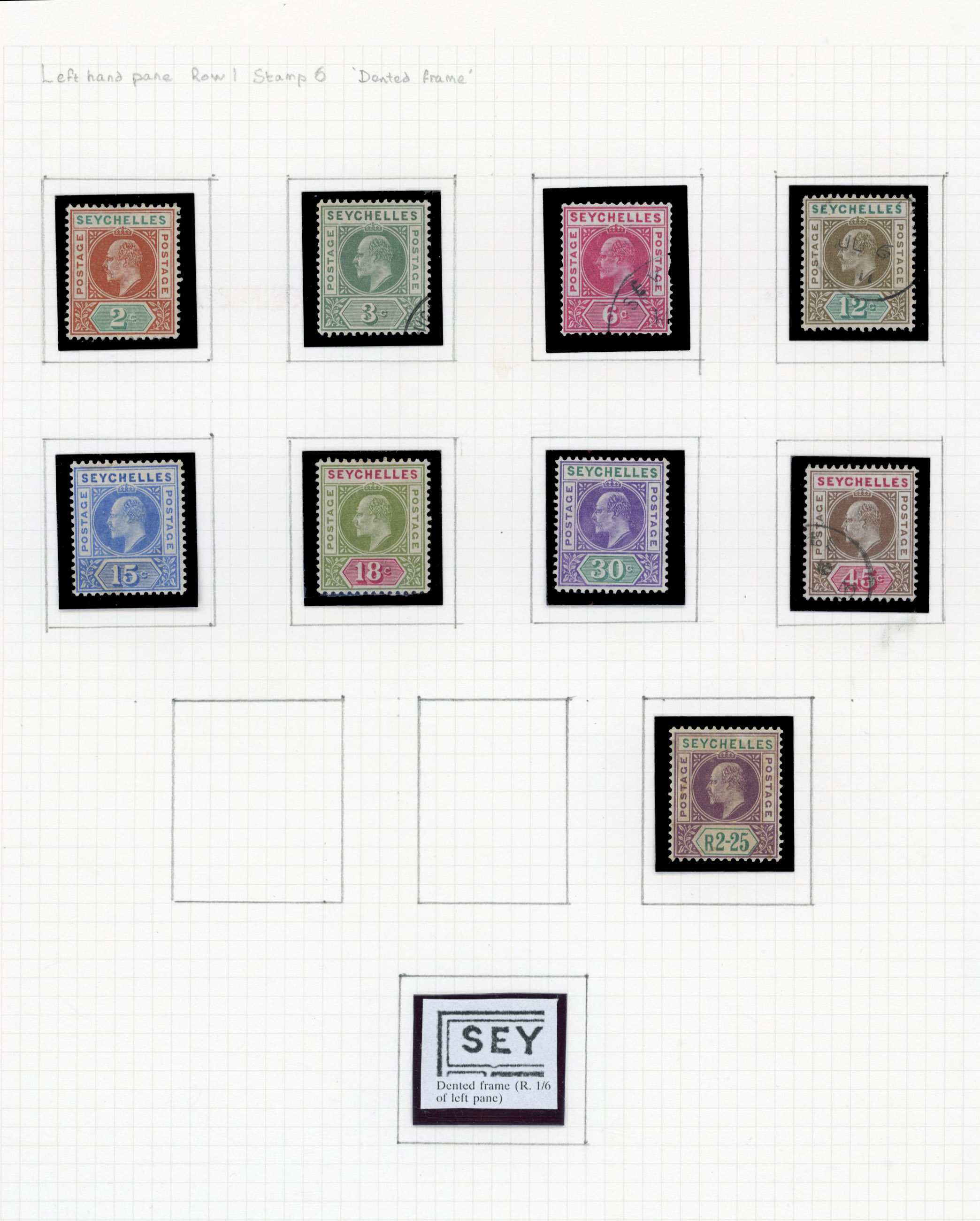 Seychelles SG 46a-56a DENTED FRAMES mint and used