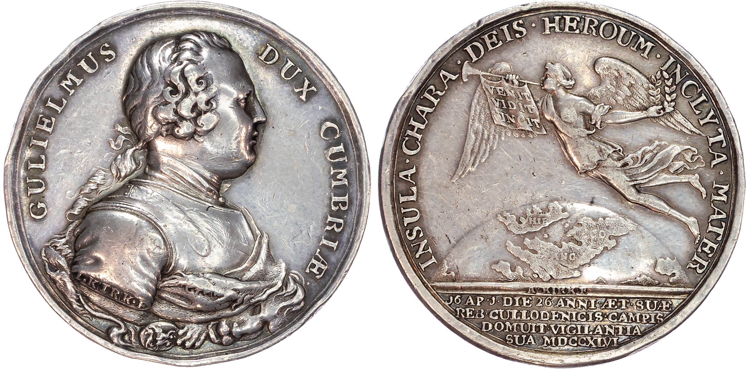 George II 1727-1760, William, Duke of Cumberland, the Battle of Culloden, AR  medal (36mm), 1746, by J. & A. Kirk. 