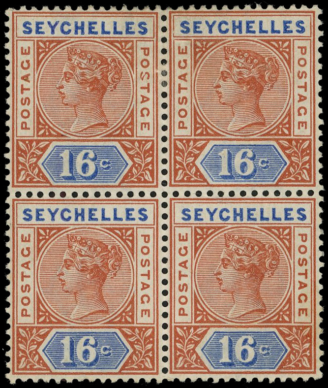 Seychelles SG 14, a block mint