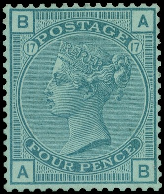 1883 4d Colour trial Pl.17. (Perf 14). blue-green on pale green