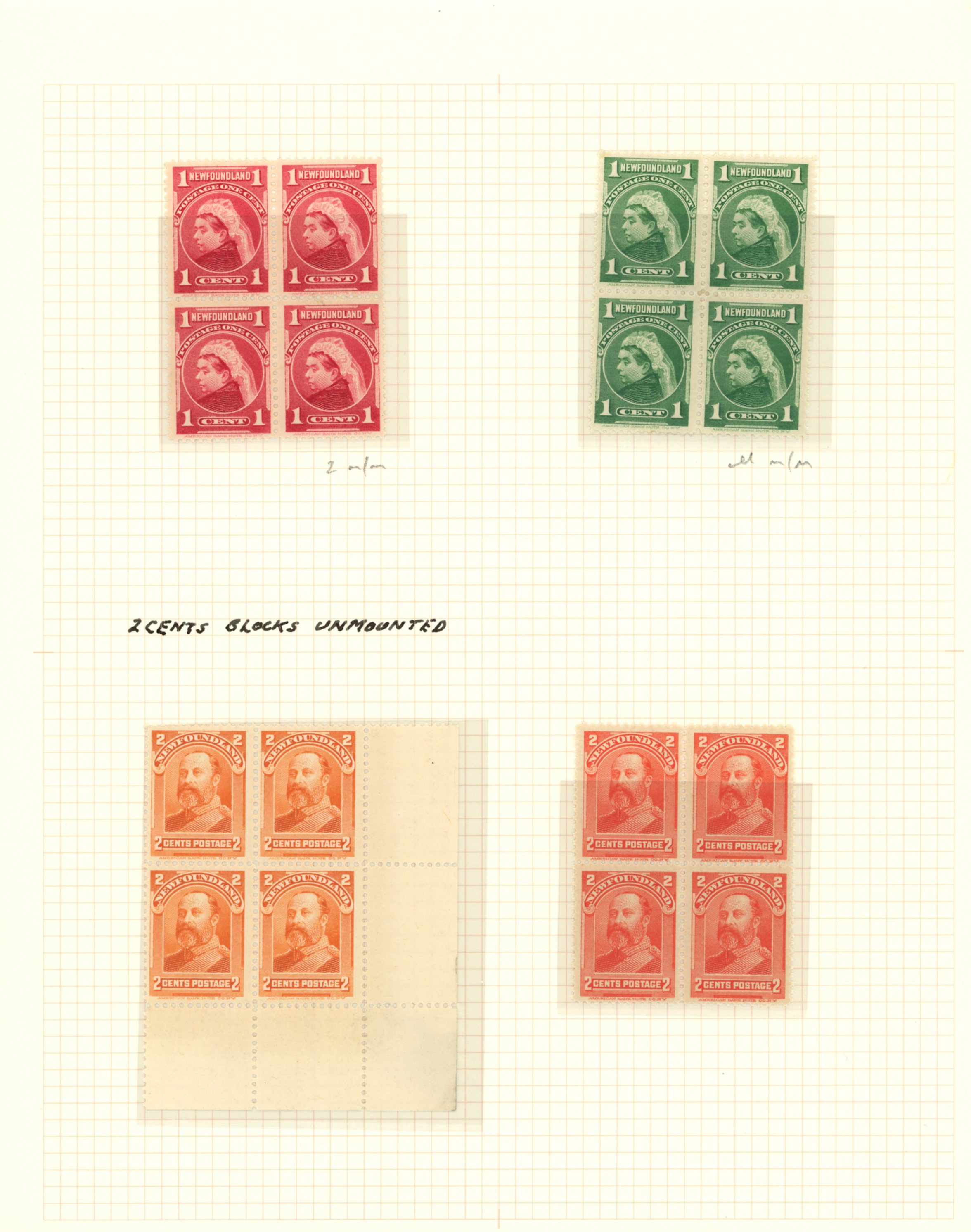 1897-1938 mint blocks collection (220 stamps)...