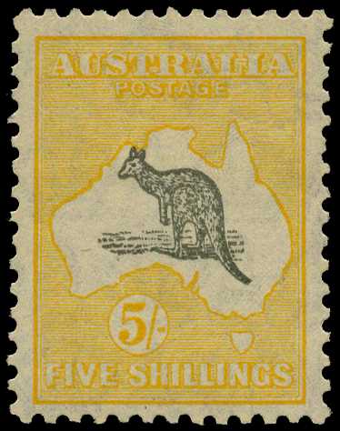 1929-30 5s grey and yellow W7, large part...