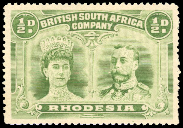 Rhodesia 1910-13 ½d yellow-green perf 15
