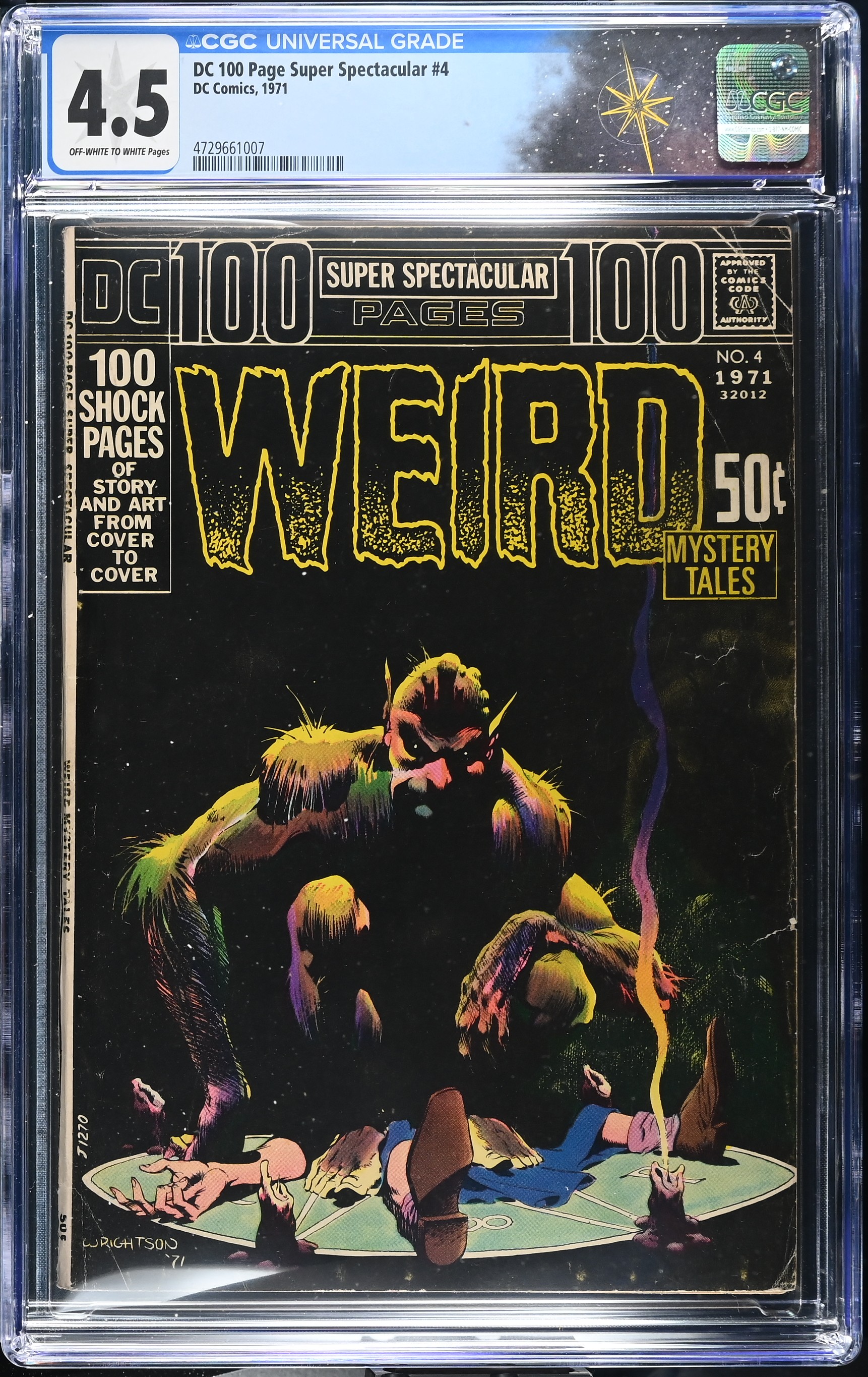 DC Super Spectacular #4 CGC 4.5 Weird Mystery Wraparound Cover by Bernie Wrightson (DC Comics, 1971) Off-White to White Pages
