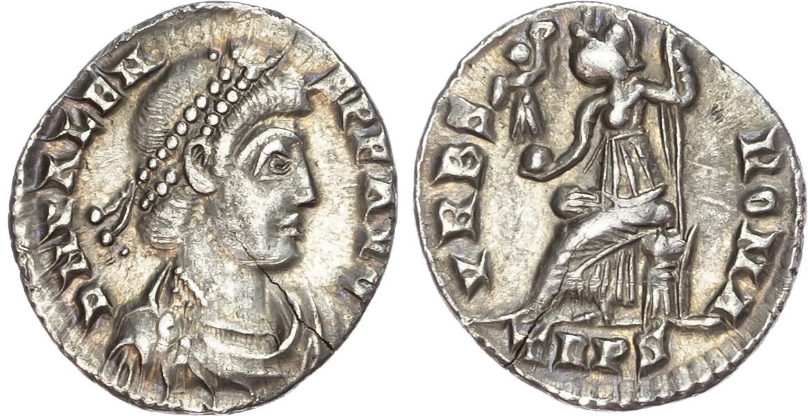 Valens (AD 364-378) AR Siliqua, Trier, AD 367-375, 1.93g. 