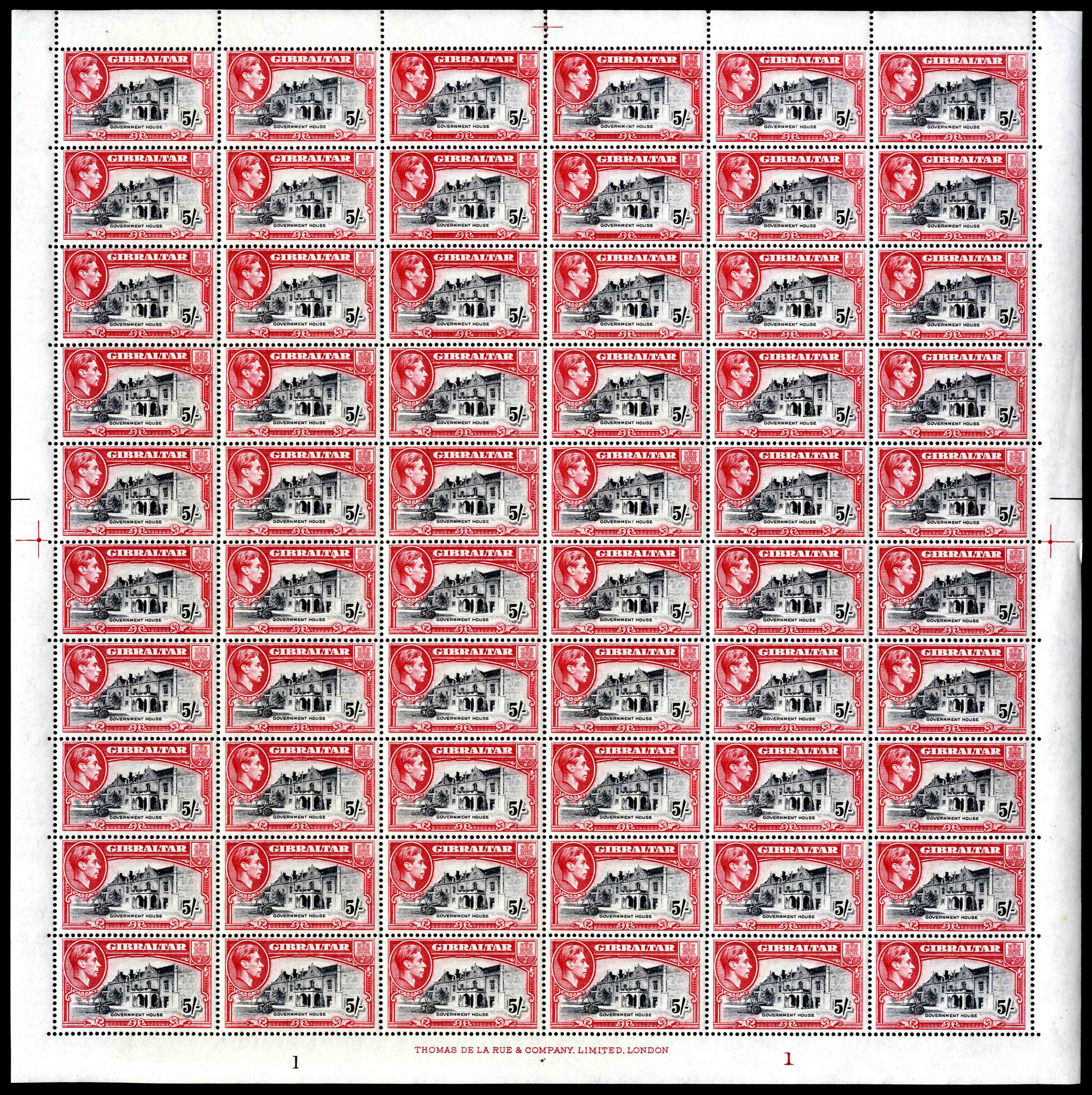 Gibraltar SG 129b sheet mint