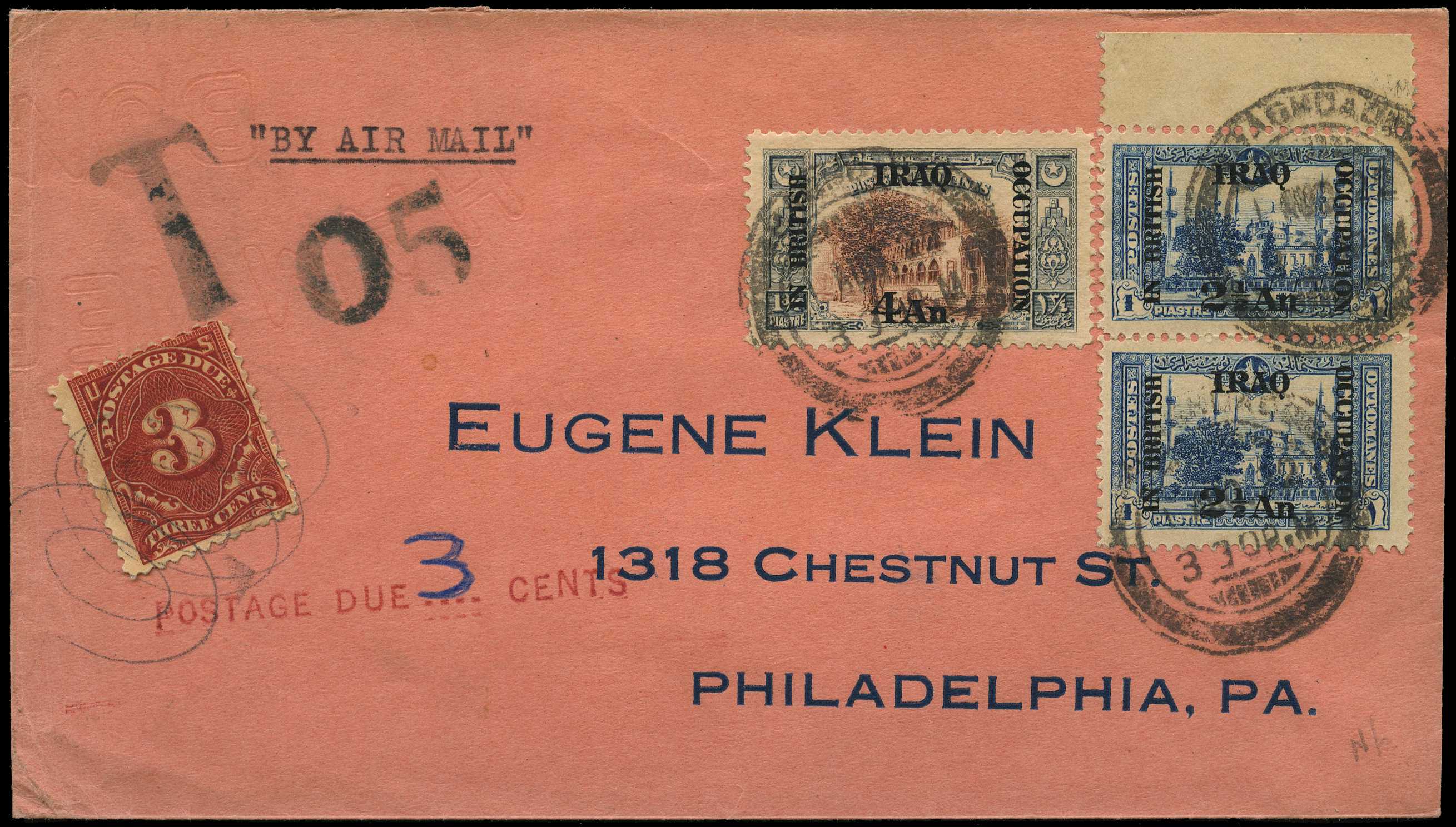 1922 Air mail cover addressed to the USA...