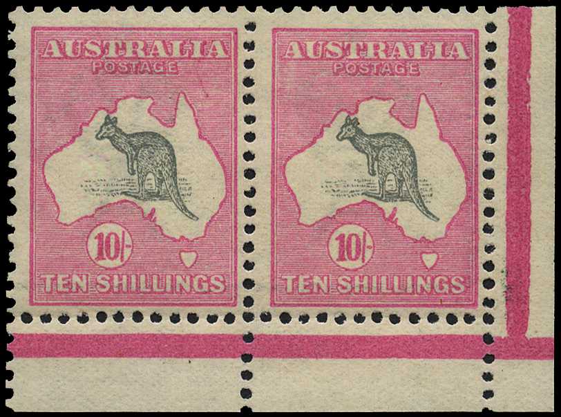 1913 First Watermark: 10/- grey and pink Die...