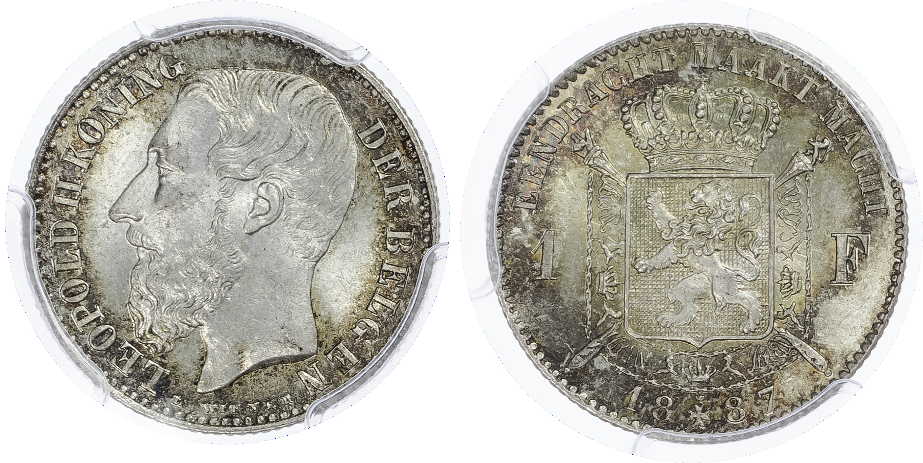 Belgium. Leopold II AR 1 Franc. 1887. 