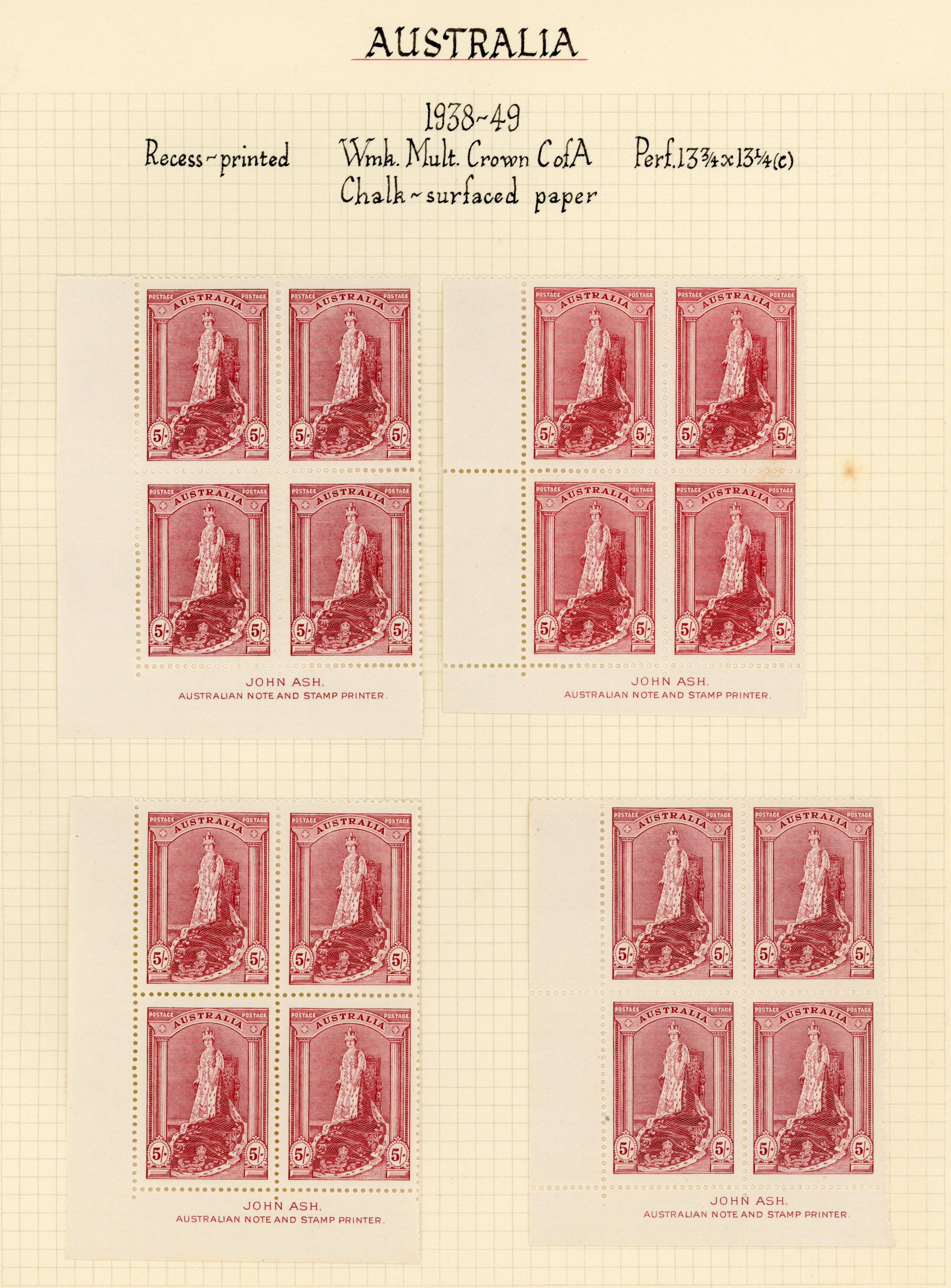 Australia SG 176-8 blocks mint