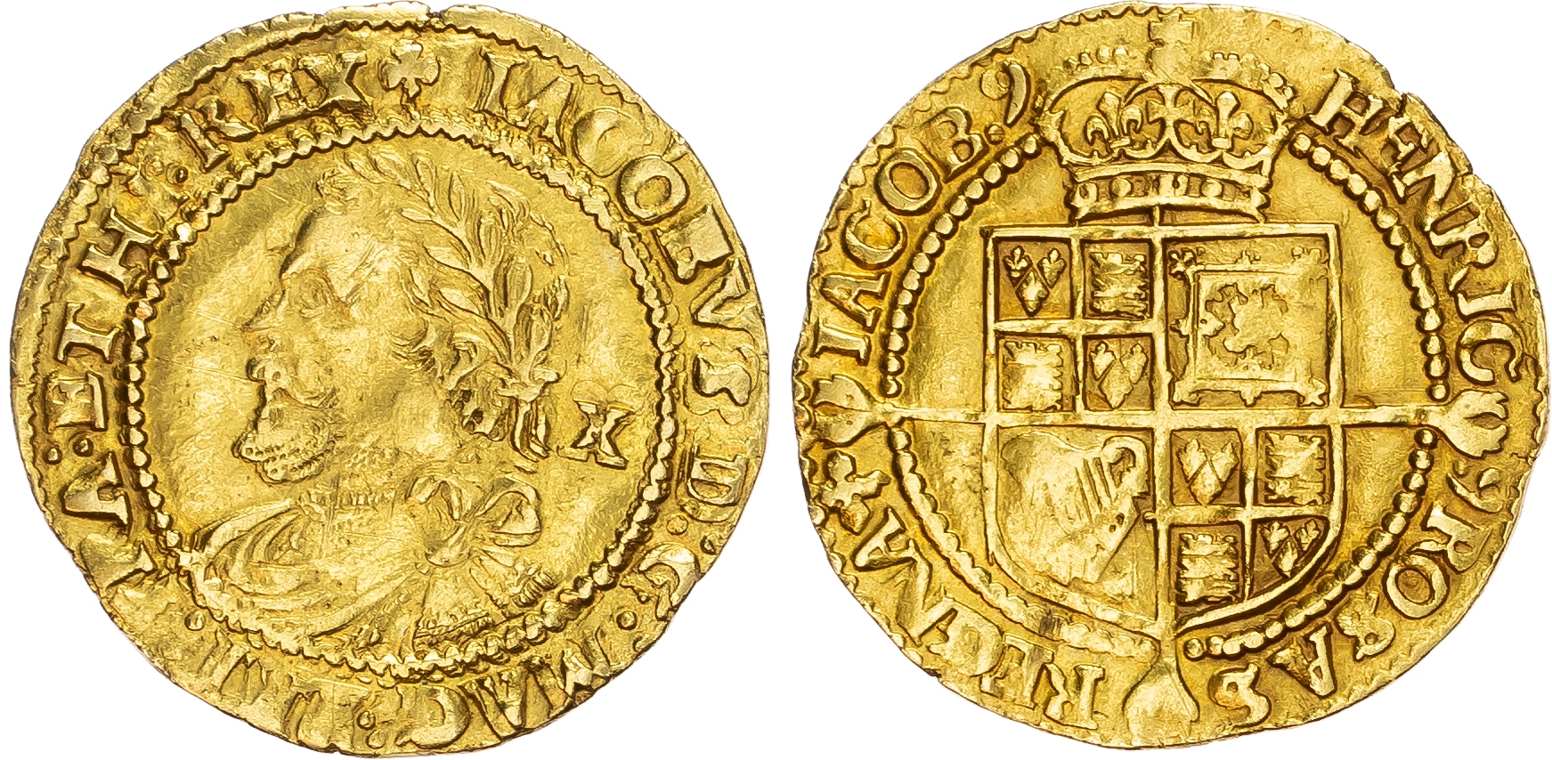 James I (1603-1625), Third Coinage, Half-Laurel, 1624