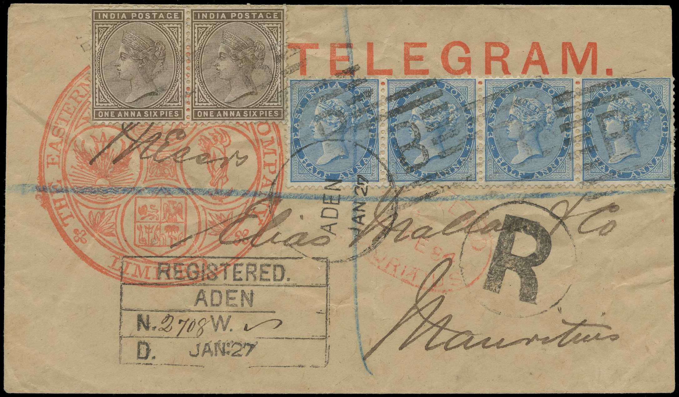 India used in Aden; 1884 Eastern...