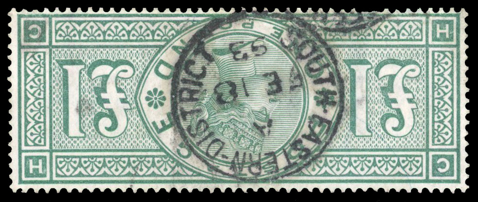 1891 £1 Green (Wmk. Inverted). Used example lettered HC
