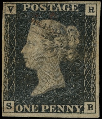1840 1d Black (VR Official). Used...