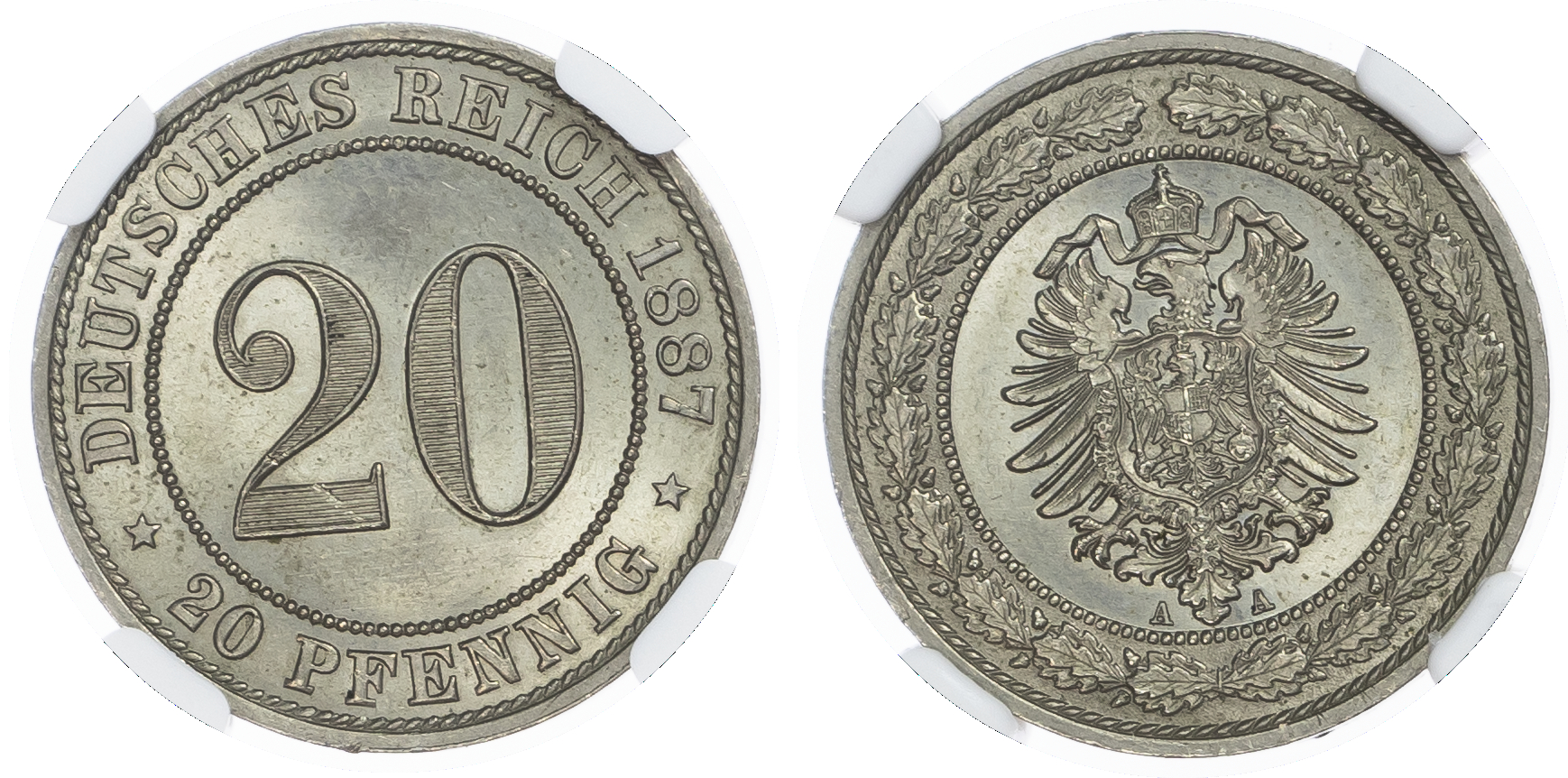 Germany, Empire. Wilhelm I Cu Ni 20 Pfennig. 1887A. 