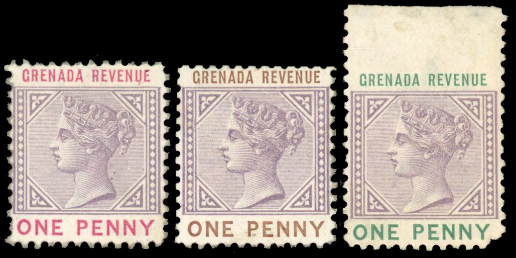 Grenada revenue 1884 PERF 12 Colour trials 